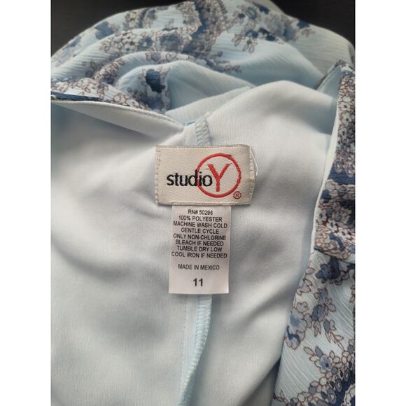 Vintage Y2k Studio Y Paisley Print Babydoll Midi Dress Size 11 Blue Boho Western - Picture 5 of 8